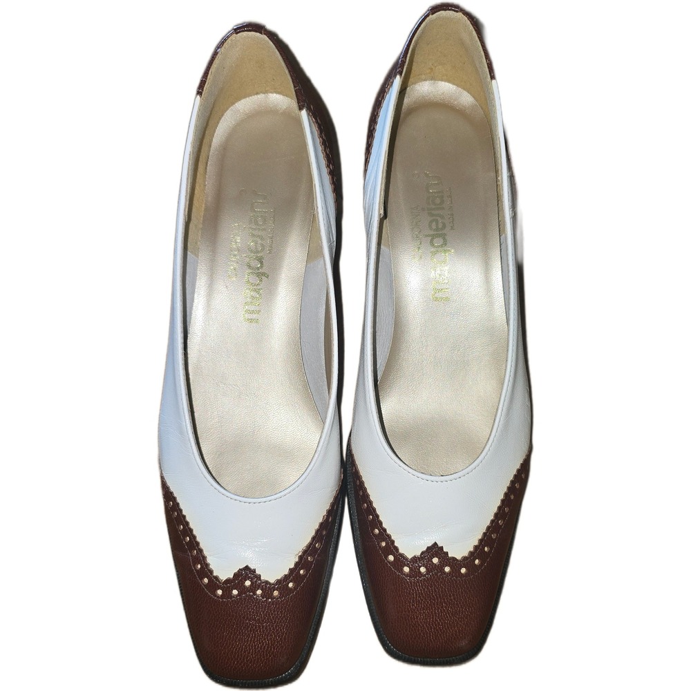 Magdesians‎ California Vintage Spectator Pumps Brown White Wingtip Block Heel 9N